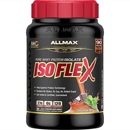 ALLMAX Nutrition - ISOFLEX Whey Protein Powder, Whey Protein Isolate, 27g Protein, Chocolate Mint, 2 Pound