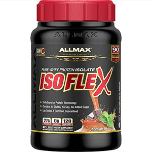 ALLMAX Nutrition - ISOFLEX Whey Protein Powder, Whey Protein Isolate, 27g Protein, Chocolate Mint, 2 Pound
