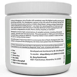 Dr. Berg's Raw Wheatgrass Juice Powder, Lemon Flavor w/ Stevia Sweetener - Green Superfoods Rich in Vitamins Chlorophyll & Trace Minerals - BioActive Dehydration & Ultra-Concentrated Nutrients 1 Pack