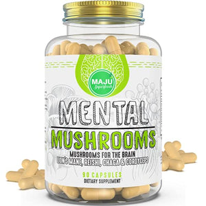 Maju Mental Mushroom Capsules - Mushroom Extract Supplement w/Lion's Mane, Cordyceps, Reishi and Chaga - Boost Your Focus, Energy, Wellness and Immune System - Nootropic Mushrooms Immune Support