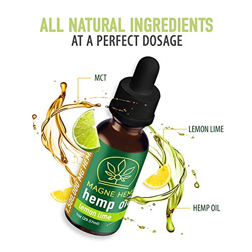 MAGNEHEMP - 1,500,000MG Lemon Lime Flavored Hemp Oil Extract for Pain & Stress, Hemp Oil Drops for Better Sleep