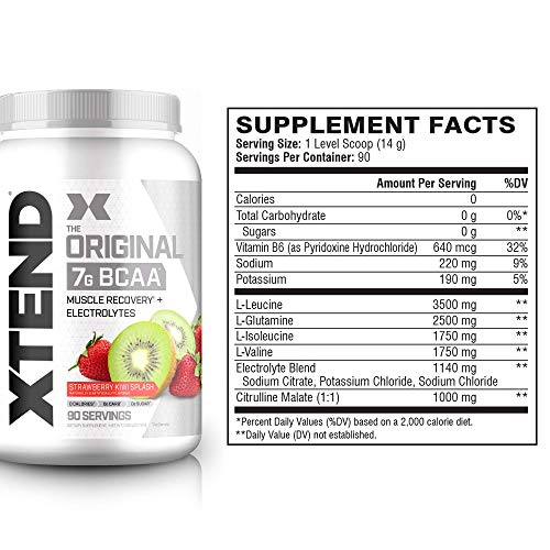 XTEND Original BCAA Powder Strawberry Kiwi Splash | Sugar Free Post Workout Muscle Recovery Drink with Amino Acids | 7g BCAAs for Men & Women | 90 Servings