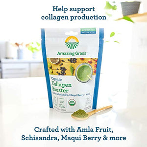 Amazing Grass Vegan Collagen Booster: Plant Based Collagen Support Smoothie Booster with Amla, Schisandra & Maqui Berry, 30 Servings