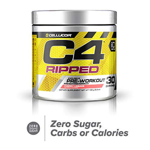 C4 Ripped Pre Workout Powder Cherry Limeade | Creatine Free + Sugar Free Preworkout Energy Supplement for Men & Women | 150mg Caffeine + Beta Alanine + Weight Loss | 30 Servings