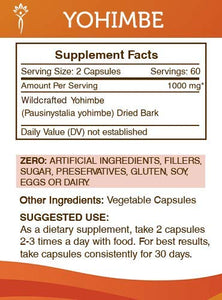 Yohimbe 120 Capsules(2 pcs.), 1000 mg, Wildcrafted Yohimbe (Pausinystalia yohimbe) Dried Bark (2x120 Capsules)