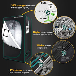 MARS HYDRO Grow Tent Kit Complete 4x4ft TSW 2000W Dimmable Light 48"x48"x80" Grow Tent Complete System 1680D Hydroponics Growing Tent Indoor Grow Tent Kit with Upgraded 6" Ventilation Kit 684pcs LED