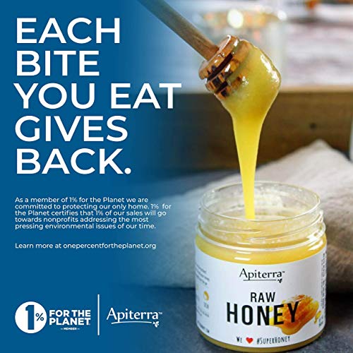 Apiterra - Raw Honey with Ginger and Lemon, Pure and Natural - 8 Ounce, 4 Count