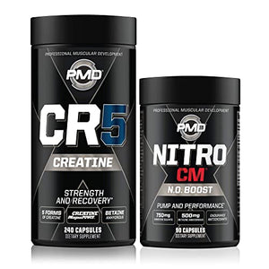 PMD Sports CR5 Professional Creatine Complex (240 Capsules) & PMD Sports Nitro cm Nitric Oxide (90 Capsules)