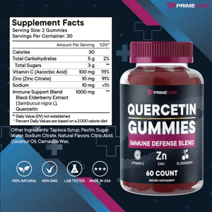 Quercetin + Zinc + Vitamin C 1000mg Gummies Supplements with Elderberry, Flavonoid Vitamin for Kids Adults Immunity, Immune Support Gummy Booster Vegan (2 Pack)