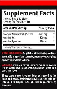 Creatine Tri-Phase 5000 - Premuim Blend of Creatine Monohydrate, Creatine HCL and Creatine Pyruvate (2 Bottles 180 Tablets)