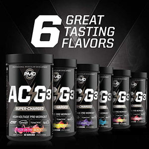 PMD Sports ACG3 Supercharged - Pre Workout - Powerful Strength, High Energy, Maximize Mental Focus, Endurance, Optimum Workout Performance for Men and Women - Strawberry Margarita (60 Servings)