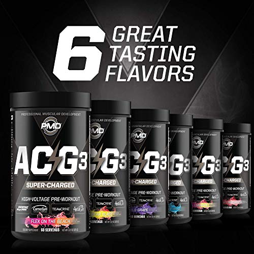 PMD Sports ACG3 Supercharged - Pre Workout - Powerful Strength, High Energy, Maximize Mental Focus, Endurance And Optimum Workout Performance for Men and Women - Pink Lemonade (60 Servings)