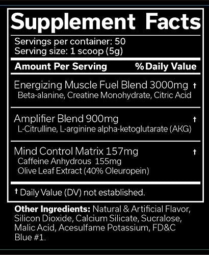 JNX Sports The Curse! Pre Workout Supplement - Intense Energy & Focus, Instant Strength Gains, Enhanced Blood Flow - Nitric Oxide Booster with Creatine & Caffeine - Men & Women | Blue Raspberry | 50 Srv