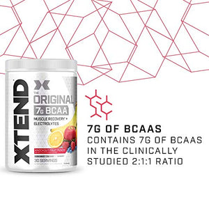 XTEND Original BCAA Powder Knockout Fruit Punch | Sugar Free Post Workout Muscle Recovery Drink with Amino Acids | 7g BCAAs for Men & Women | 30 Servings