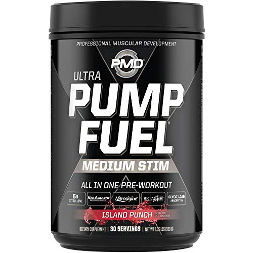 PMD Sports Ultra Pump Fuel - Pre Workout Drink Mix - Energy, Strength, Endurance, Muscle Pumps and Recovery - Complex Carbohydrates and Amino Energy - Island Punch (30 Servings)
