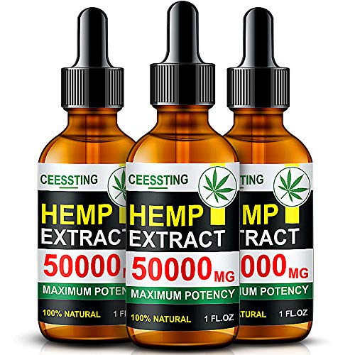 Envisha Hemp Oil - 50000mg of Organic Hemp Seed Extract - Rich in Vitamin & amp; Omega - 100% Natural Hemp Drops - Help Sleep