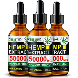 Envisha Hemp Oil - 50000mg of Organic Hemp Seed Extract - Rich in Vitamin & amp; Omega - 100% Natural Hemp Drops - Help Sleep