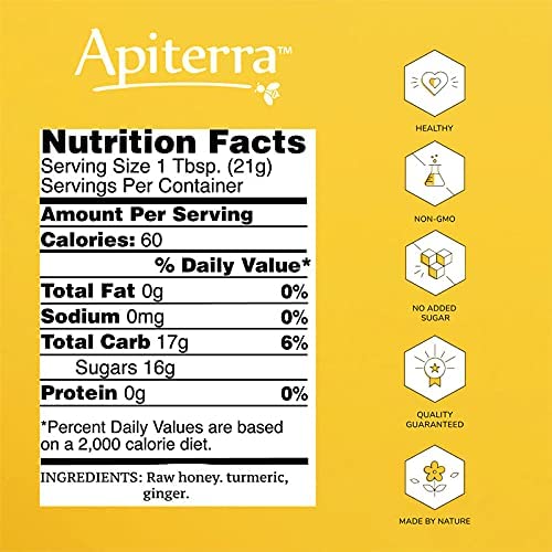 Apiterra - Raw Honey with Turmeric and Ginger - 12 Ounce