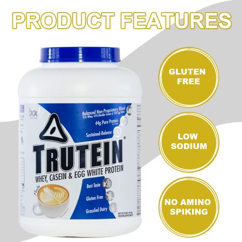 Body Nutrition Protein Powder - Trutein Mocha 4lb Whey - Natural Keto Drink Weight Loss, Workout, Recovery