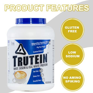 Body Nutrition Protein Powder - Trutein Mocha 4lb Whey - Natural Keto Drink Weight Loss, Workout, Recovery