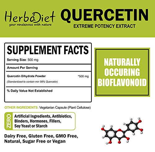 Quercetin Dihydrate 98% Extract Powder | Normal Cardiovascular & Respiratory Health, Immune System & Energy Support, Antioxidant | Non-GMO, Gluten Free (200 Gram)