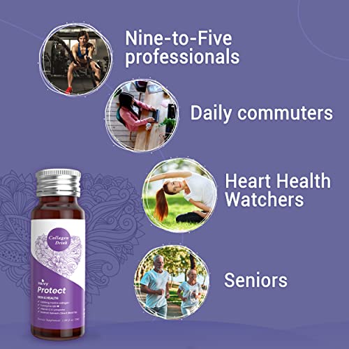 Heivy Liquid Collagen Supplement, Collagen Drink, Collagen Peptides, Skin & Health Collagen, Hydrolyzed Collagen, with CoQ10, 1.69 fl.oz./Bottle. (1 Box,10 Bottlels)