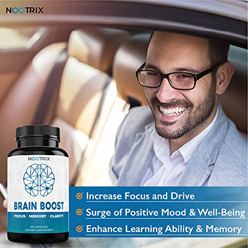 Brain Boost by Nootrix - (2-Pack) 120 Capsules - Premium Nootropic Supplement - Improves Cognitive Function & Memory, Enhances Focus, Boosts Concentration & Provides Clarity for Men and Woman