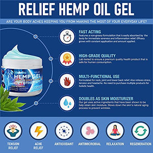 Hemp Gel Cryotherapy Joint & Muscle - High Strength Hemp Oil Formula Rich in Natural Extracts. Soothe Feet, Knees, Back, Shoulders - Max Strength & Efficiency - Made in USA