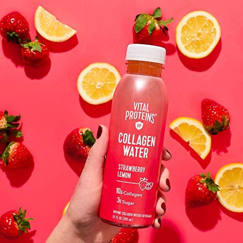 Vital Proteins Collagen Water™, 10g of Collagen per Bottle, Made with Real Fruit Juice, Dairy & Gluten Free - Strawberry Lemon, 12 Pack