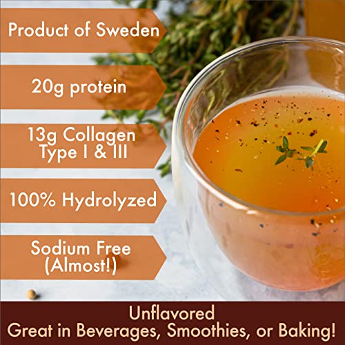 Solo Bone Broth Protein Powder, Low Sodium, Pure Hydrolyzed Collagen, For Healthy Skin, Nails, Hair, Joints & Digestion, Grass Fed, Non-GMO, Gluten Free, Paleo & Keto Friendly, 20g Protein Per Serving