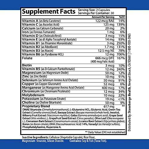 Stonehenge Health Dynamic Brain Supplement – Memory, Focus, & Clarity– Formulated with 40 Unique Nootropic Ingredients Including Phosphatidylserine, Bacopa Monnieri, and Huperzine A (1 Pack)