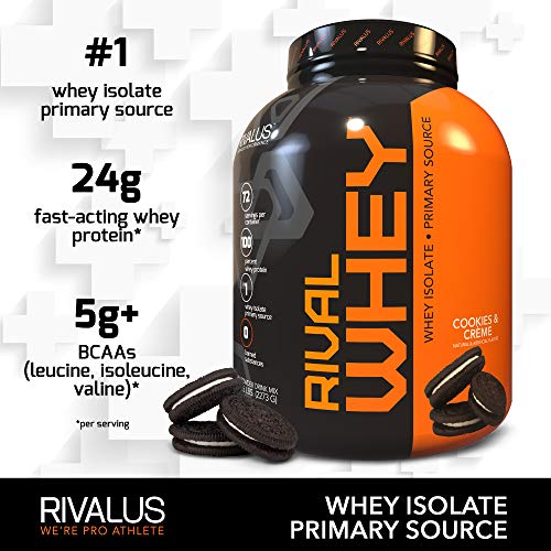 Rivalus Rivalwhey – Cookies and Crème 5lb - 100% Whey Protein, Whey Protein Isolate Primary Source, Clean Nutritional Profile, BCAAs, No Banned Substances, Made in USA