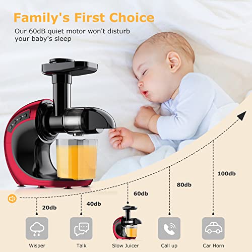 Slow Juicer Machines, FRESKO Masticating Juicer Extractor, Cold Press Juicer with 2-Speed Modes,Reverse Function & Quiet Motor for Vegetables And Fruits,BPA-Free Easy to Clean