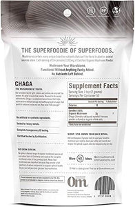 Om Mushroom Superfood Chaga Organic Mushroom Powder, 3.5 Ounce, 50 Servings, US Grown, Sacred Antioxidants & Immune Support, Superfood Mushroom Supplement