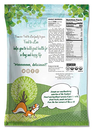 Wheat Berries, 5 Pounds — Non-GMO Verified, Sprouting for Wheatgrass, Kosher, Raw, Vegan, Bulk