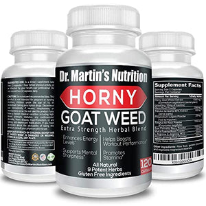 Super Strength 1000mg Horny Goat Weed 120 Capsules with Maca Arginine & Ginseng - Naturally Boost Your Health, Workout Performance, Endurance & Energy, Joint Health for Men & Women (120C)