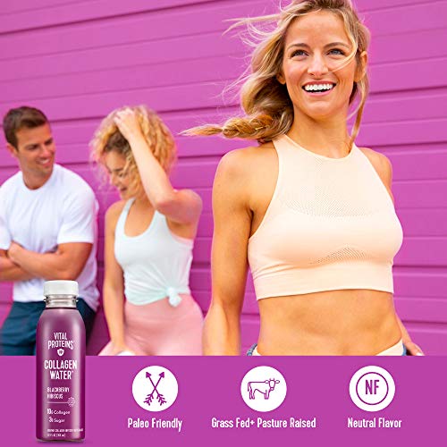 Vital Proteins Collagen Water™, 10g of Collagen per Bottle, Made with Real Fruit Juice, Dairy & Gluten Free - BlackBerry Hibiscus, 12 Pack