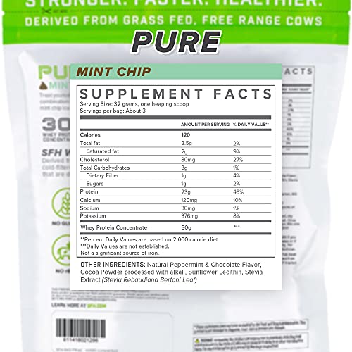 Pure Whey Protein Powder Mint Chip 3 Serving 3.4oz Bag