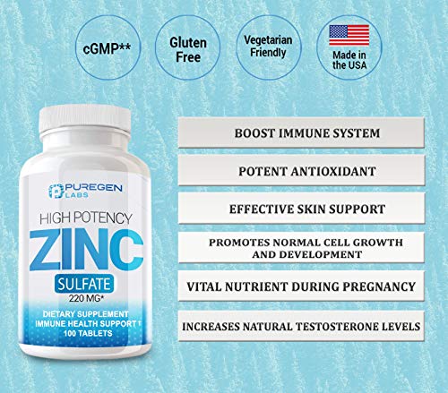 Zinc Sulfate 220 mg Dietary Supplement Tablets - 100 ea (Pack of 2) by Zinc Sulfate