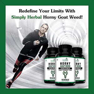 BAVI Simply Herbal Horny Goat Weed Extract with Maca - 800 Mg Veg Capsules - 90 Count