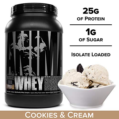 Animal Whey Isolate Whey Protein Powder – Isolate Loaded for Post Workout and Recovery – Low Sugar with Highly Digestible Whey Isolate Protein and Pounds AM64, Cookies & Cream, 32 Ounce