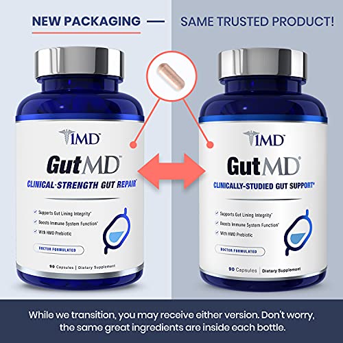 1MD GutMD - L-Glutamine and Prebiotic for Gut Integrity | Promote Digestive Tract Health | 90 Capsules