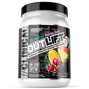 Nutrex Research Outlift Value Size | Clinically Dosed Pre-Workout Powerhouse, Citrulline, BCAA, Creatine, Beta-Alanine, Taurine, Banned Substance Free |30 Servings (Miami Vice)