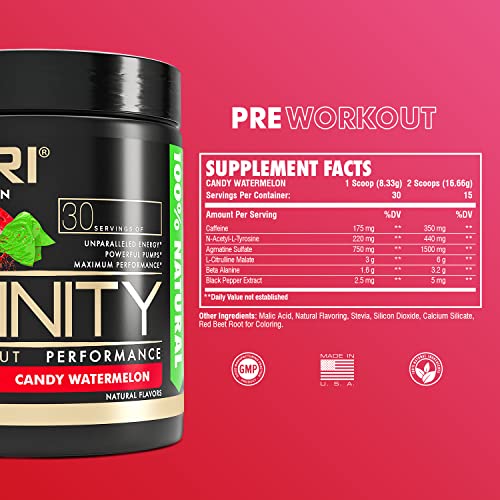 RARI Nutrition - Infinity Pre Workout Powder (Candy Watermelon) | Natural Preworkout Energy Supplement for Men and Women | Keto and Vegan Friendly with No Creatine | 30 Servings