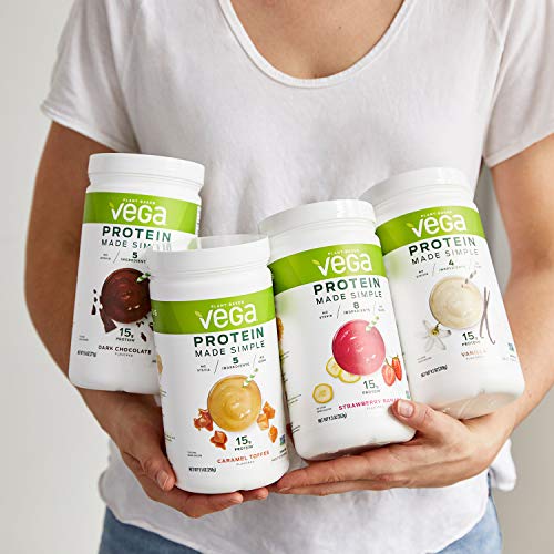 Vega Protein Made Simple, Strawberry Banana, Stevia Free Vegan Plant Based Protein Powder, Healthy, Gluten Free, Pea Protein for Women and Men, 9.3 Ounces (10 Servings)