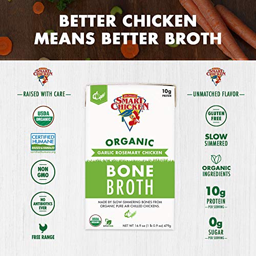 Smart Chicken Organic Chicken Broth (Garlic Rosemary, 16.9 Ounce (Pack of 6))