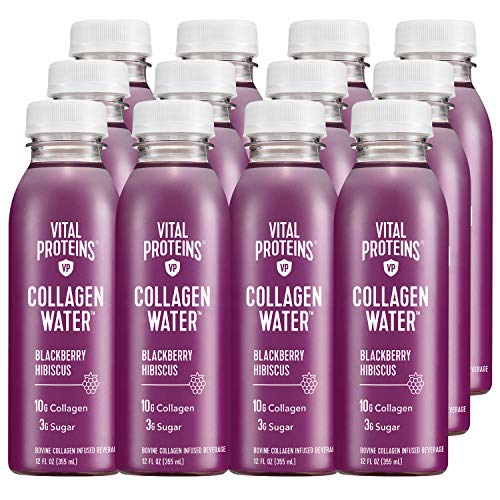 Vital Proteins Collagen Water™, 10g of Collagen per Bottle, Made with Real Fruit Juice, Dairy & Gluten Free - BlackBerry Hibiscus, 12 Pack