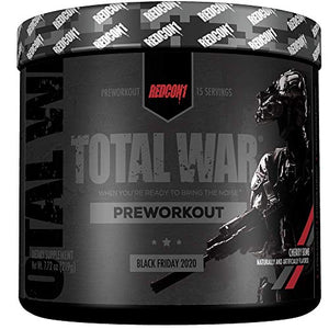 Redcon1 - Total War - Preworkout - Boost Energy, Long Lasting Endurance, Laser Like Focus, Citrulline Malate, Beta-Alanine, Keto Friendly, (15 Servings) (Cherry Bomb)