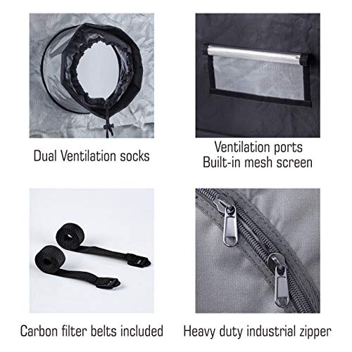 TopoLite 36"x36"x72" Indoor Grow Tent Dark Room 600D Reflective Mylar Hydroponic Growing Plant w/Plastic Corner (36"x36"x72)