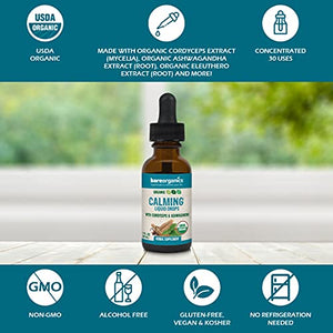 BareOrganics Calming Liquid Drops, Herbal Supplement, 1 Ounce